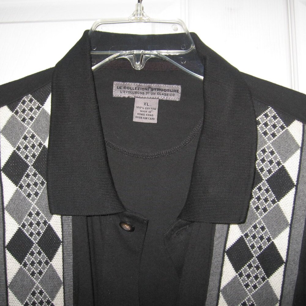 Structure Geometric Pattern Button Front Sweater … - image 2